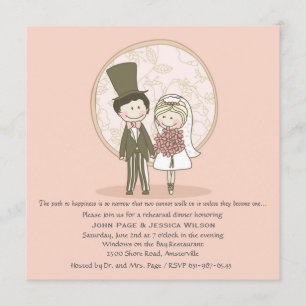 Cute Bride och Groom Bröllop repsal Invi Inbjudningar