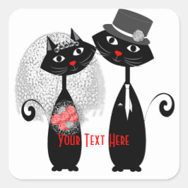 Cute Bride | Personligen Groom Bröllop Cats Fyrkantigt Klistermärke