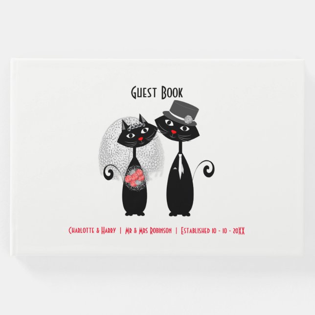 Cute Bride | Personligen Groom Bröllop Cats Gästböcker (Framsida)