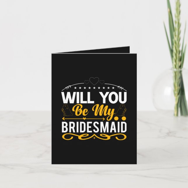Cute Bridesmaid word art add message  Kort (Framsida)