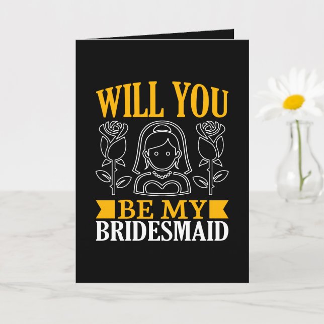 Cute Bridesmaid word art add message  Kort (Liten växt)