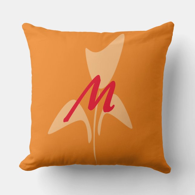 Cute Bright Abstrakt Flower Monogram Kudde (Framsida)