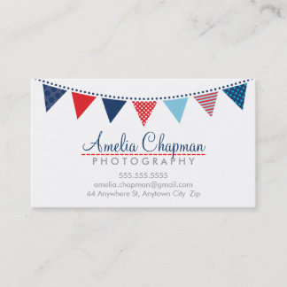 CUTE BRIGHT BUNTING Fold party marinblå röd Visitkort