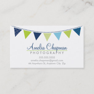 CUTE BRIGHT BUNTING Fold party-marinblått kalk Visitkort