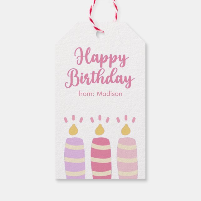 Cute Bright Candles Personlig Grattis på födelseda Presentetikett (Baksidan)