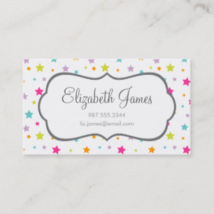 Cute Bright Colorful Stars Visitkort