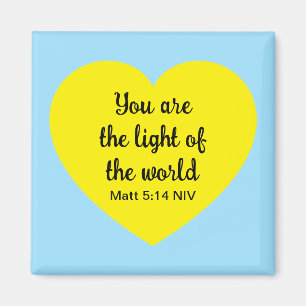 Cute Bright Gult Heart Light of the World Blue Magnet
