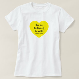 Cute Bright Gult Heart Light of the World White T Shirt