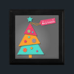 Cute bright Julgran modern Art-farkoster Minnesask<br><div class="desc">En färglös och skarp design av en modern Julgran i rosa orange och blå i modern konstdesign. Denna söta julsymbol har en jul hälsning och kommer säkert att ge ansikte ett leende under denna festsäsong. Perfekt att ge Julklappen!</div>