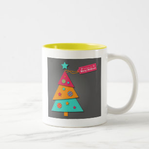 Cute bright Julgran modern Art-farkoster Två-Tonad Mugg