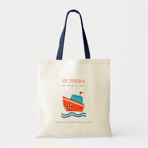 Cute Bright Kids Nautical Boat any Age Birday Tygkasse