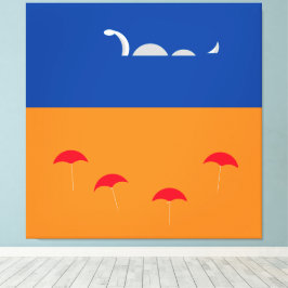 Cute Bright-Orange Vivid Blue Beach Sea Serpent Canvastryck