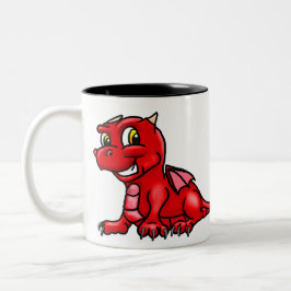 Cute Bright Red Baby Dragon Två-Tonad Mugg