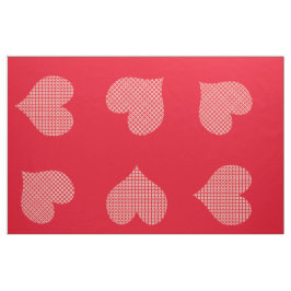 Cute Bright Red Patterned Hearts Fabric Tyg