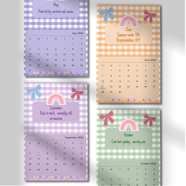 Cute Bright Ribbon & Flower Quote Calendar 2026 Kalender (Skapare uppladdad)