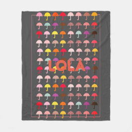 Cute Bright-Roligt Paraplla Mönster Add Namn Blank Fleecefilt