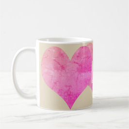 Cute Bright Rosa Hearards Add Initialer Mugg