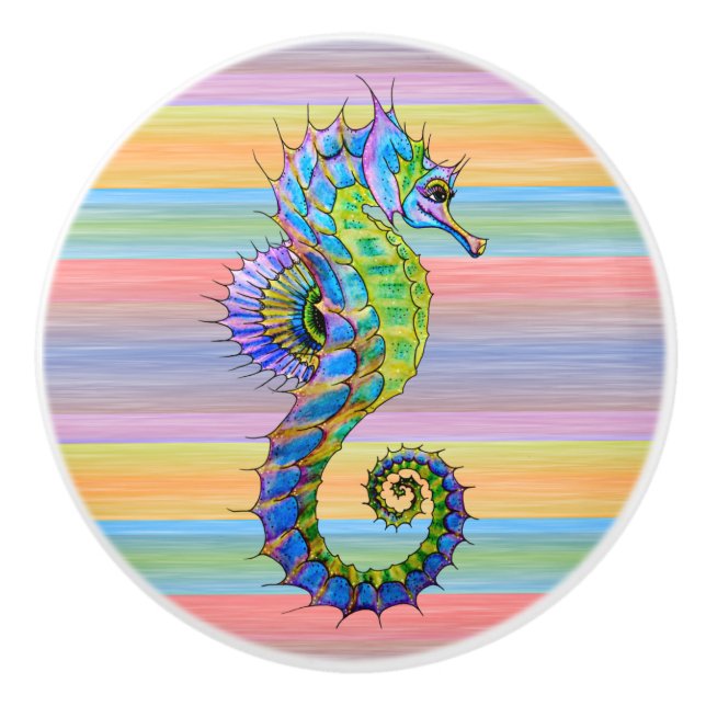 Cute Bright Sunset Färg Artsy Seahorse Knopp (Framsidan)