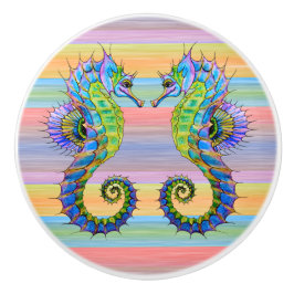 Cute Bright Sunset Färg Artsy Seahorse Knopp