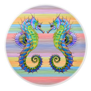 Cute Bright Sunset Färg Artsy Seahorse Knopp