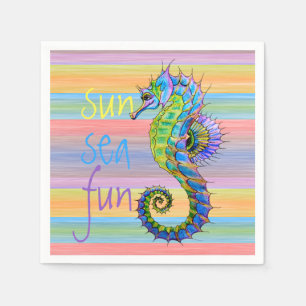 Cute Bright Sunset Färg Artsy Seahorse Pappersservett