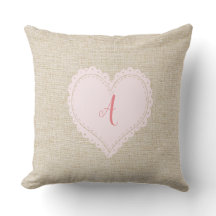 Cute Bright Sweet Heart Add Monogram Pillow