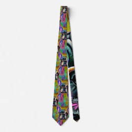 Cute Brindle Fransk Bulldog Necktie Slips