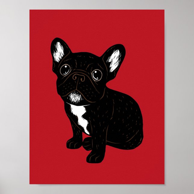 Cute Brindle Frenchie Puppy Poster (Framsidan)