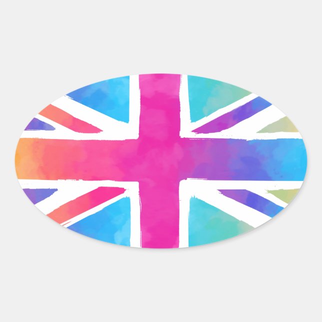 Cute British Flagga Ovalt Klistermärke (Framsida)