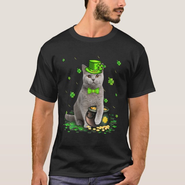 Cute British Shorthair Cat Lover St patricks day S T Shirt (Framsida)