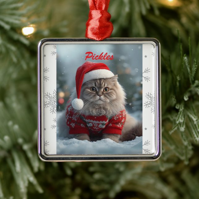 Cute British Shorthair Cat-Personligen - jul Julgransprydnad Metall (Träd)
