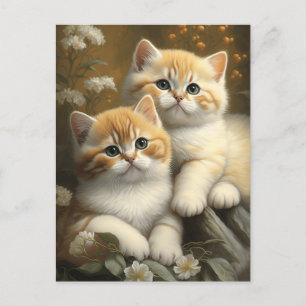 Cute British Shorthair Kittens in Flowers Garden Vykort