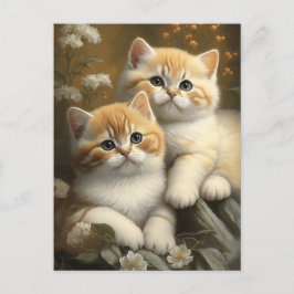 Cute British Shorthair Kittens in Flowers Garden Vykort