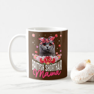 Cute British Shorthair Mamma Flower Bandana Cat Kaffemugg