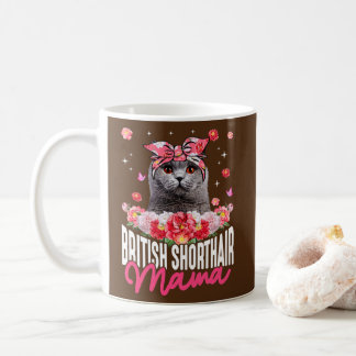 Cute British Shorthair Mamma Flower Bandana Cat Kaffemugg