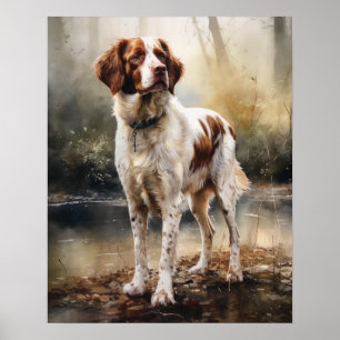 Cute Brittany Hund Art Print Poster