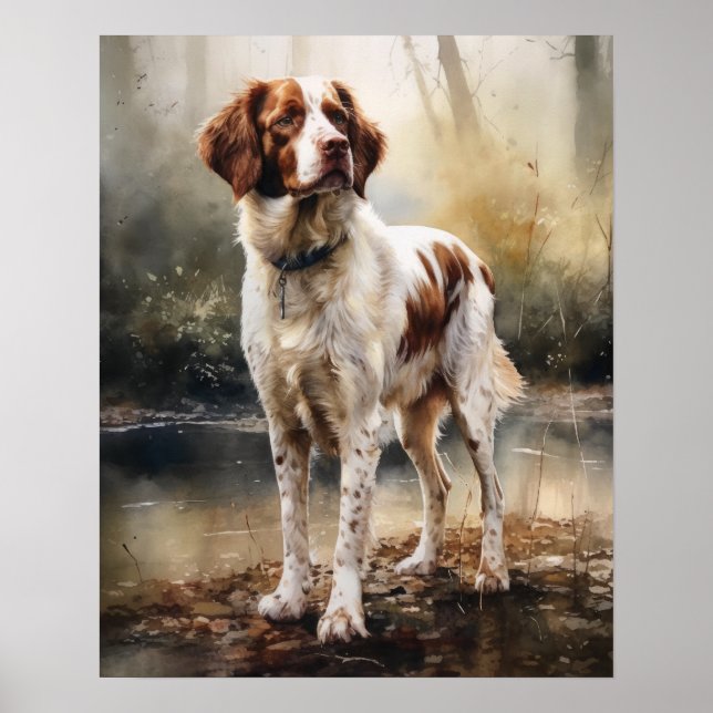 Cute Brittany Hund Art Print Poster (Framsidan)