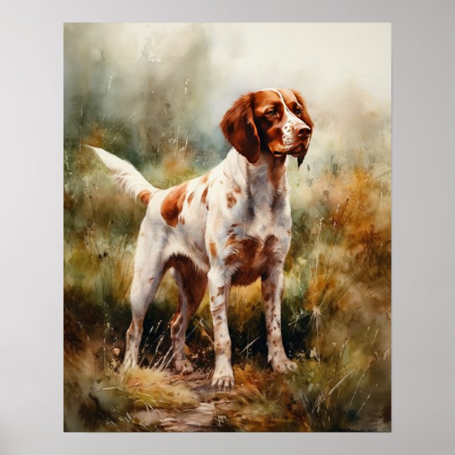 Cute Brittany Hund Art Print Poster (Framsidan)