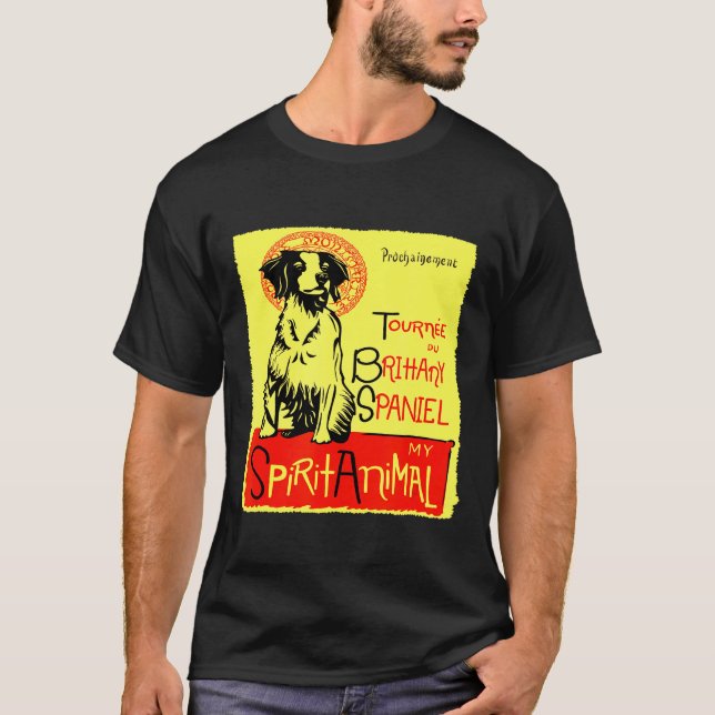 Cute Brittany Spaniel Dog Art Brittany Bird Dog T Shirt (Framsida)