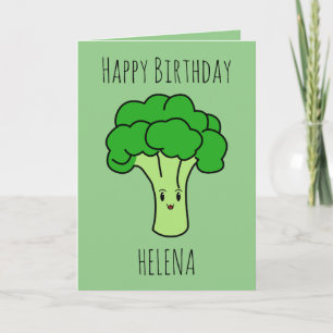 Cute Broccoli Grönt Veggie Birthday Kort