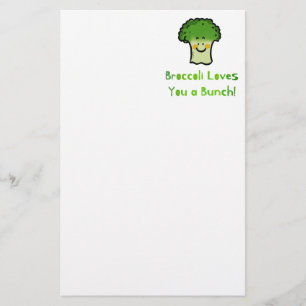 Cute Broccoli Pun-Tecknadens utformning Brevpapper