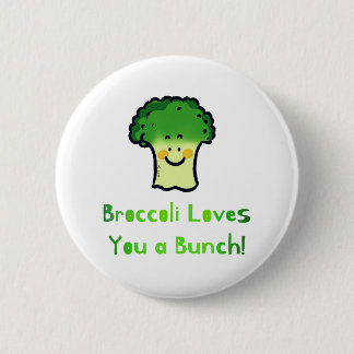 Cute Broccoli Pun-Tecknadens utformning Knapp