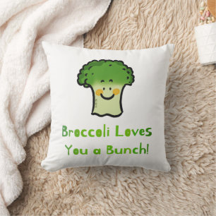 Cute Broccoli Pun-Tecknadens utformning Kudde