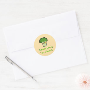 Cute Broccoli Pun-Tecknadens utformning Runt Klistermärke