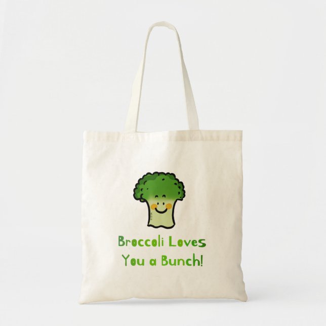 Cute Broccoli Pun-Tecknadens utformning Tygkasse (Framsidan)