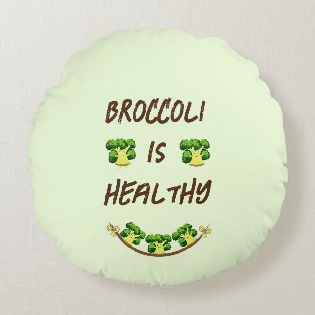 Cute broccoli rund kudde (Framsidan)