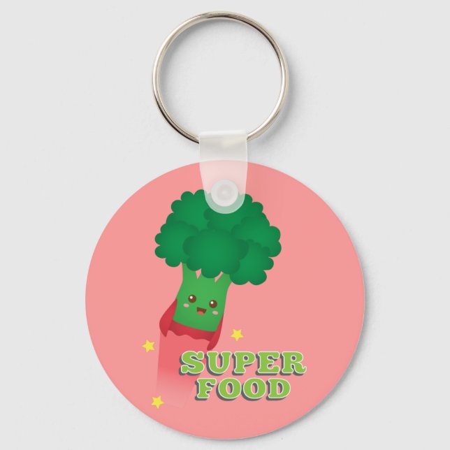 Cute Broccoli Vegetable, Toppen food Nyckelring (Framsida)