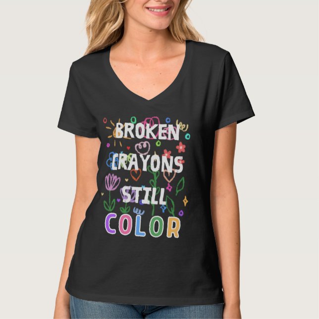 Cute Broken Crayon Stilla Färg T Shirt (Framsida)