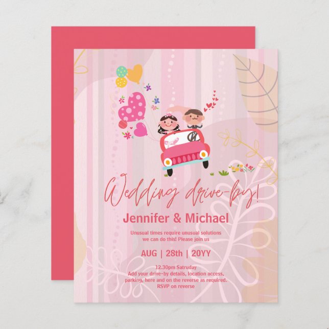 Cute Bröllop för enhetsbudgetinbjudningar (Fram/baksida)