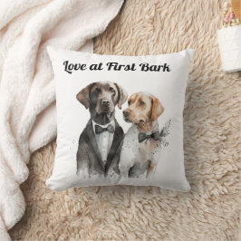 Cute Bröllop Hundar Bride & Groom Pillow Kudde